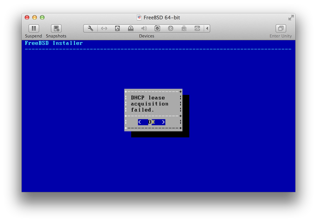 FreeBSD installer DHCP Failed