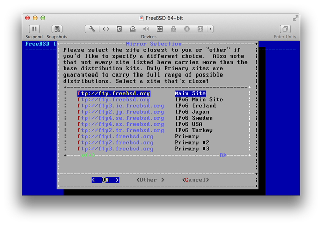 FreeBSD installer mirror selection