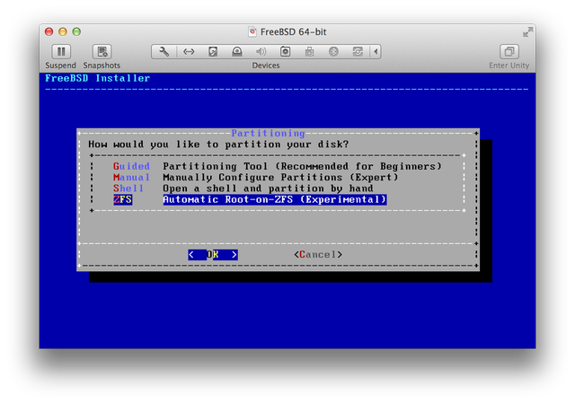 FreeBSD installer ZFS root