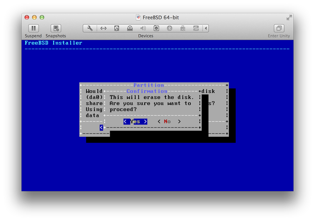 FreeBSD installer UFS Entire Disk