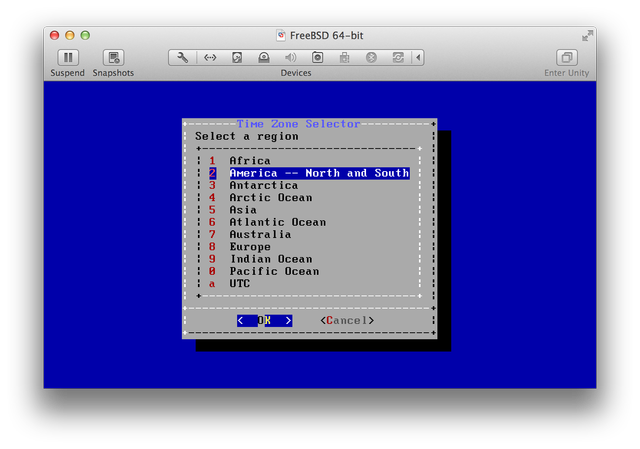 FreeBSD Install select timezone
