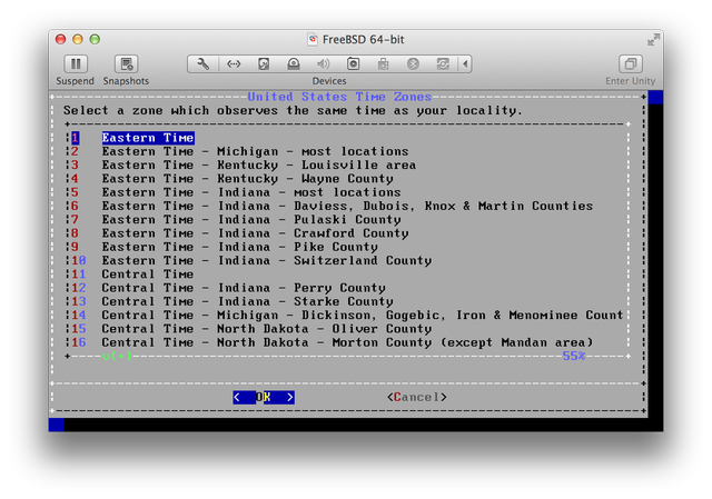 FreeBSD Install select timezone