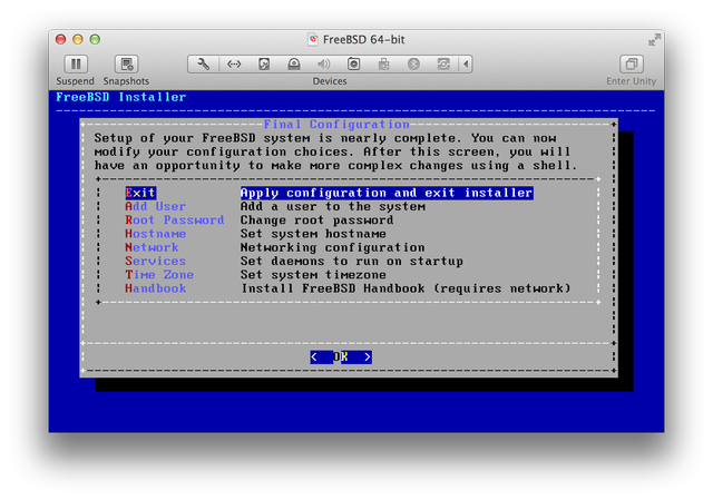 FreeBSD install complete
