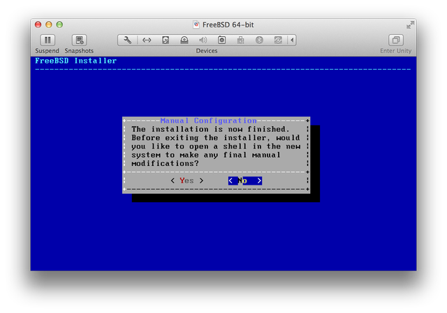 FreeBSD install complete