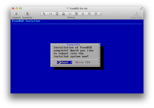 FreeBSD install reboot