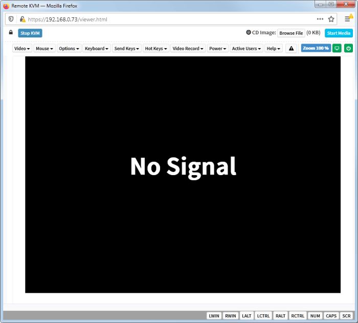 MegaRAC Remote KVM No Signal
