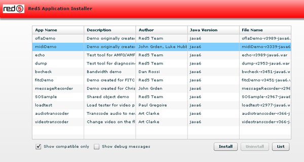 Red5 application installer